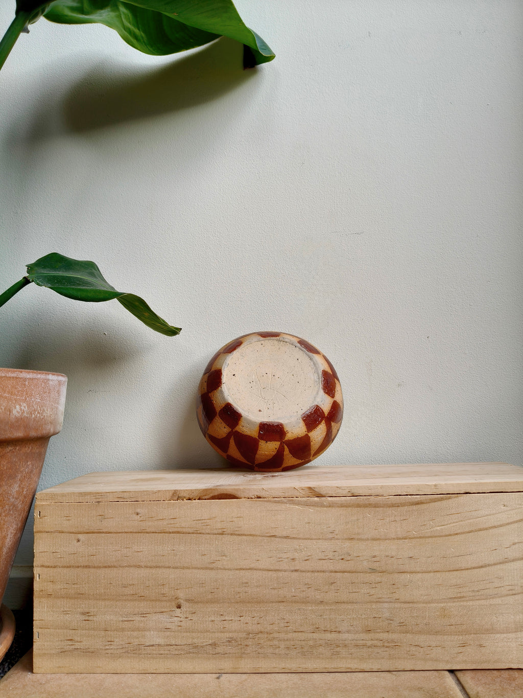 Checkered bowl - hand painted - small